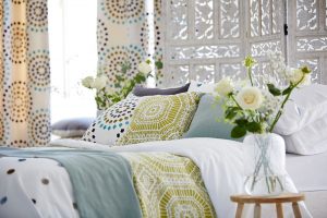 Bed with Duvet and Curtains